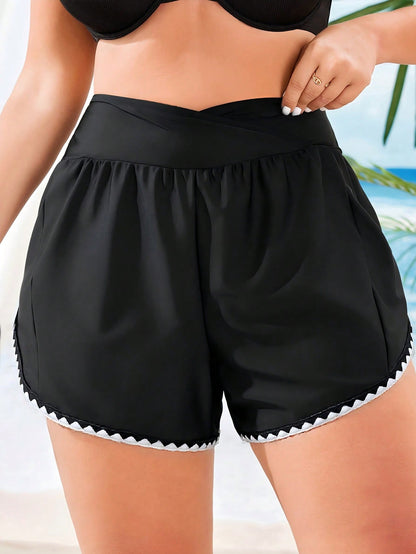 Swim SPRTY Plus Size Women's Swim Pants With Dog Tooth Craftsmanship Simple Fashionable Beach Tennis Sport Holiday Vacation Pool Swimming Summer