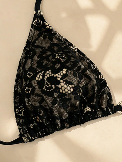 Swim SXY 2026 New Plus Size Sexy Lace Bikini 2 Pieces Set, Summer Beach Swimwear, European And American Cross-Border