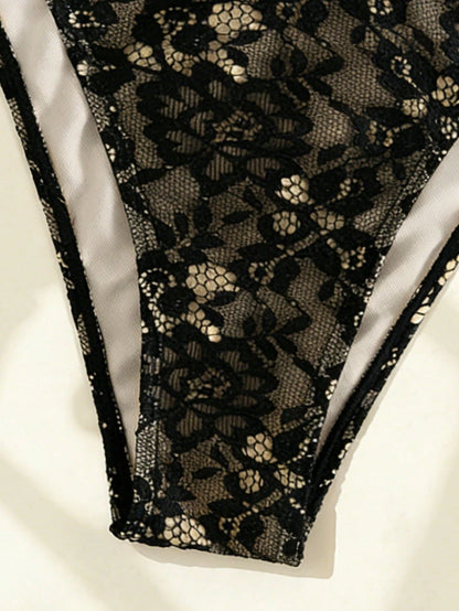 Swim SXY 2026 New Plus Size Sexy Lace Bikini 2 Pieces Set, Summer Beach Swimwear, European And American Cross-Border