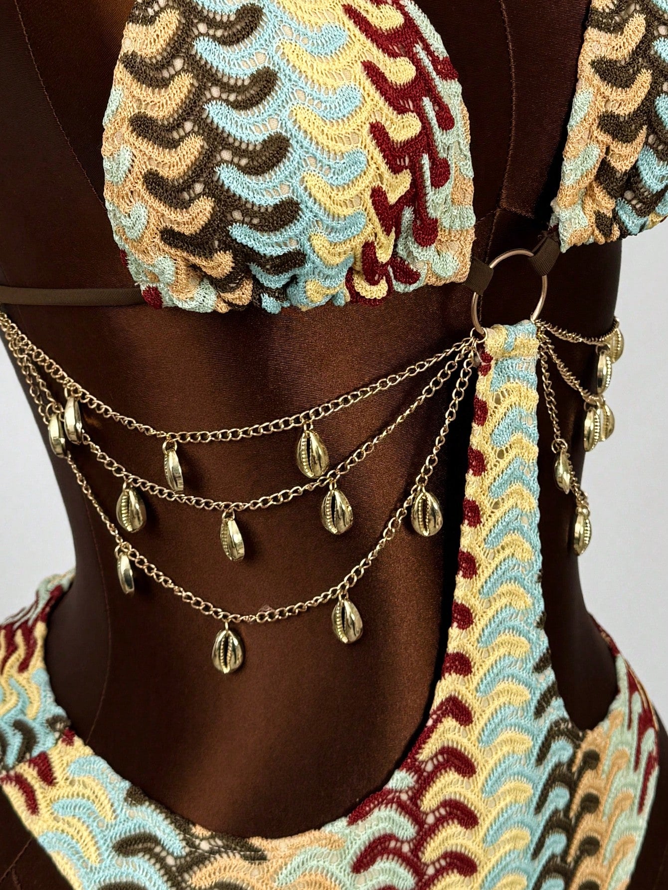 Swim SXY 2026 New Spring/Summer Women's One-Piece Metal Chain Decor Sexy Casual Swimsuit For Beach Vacation