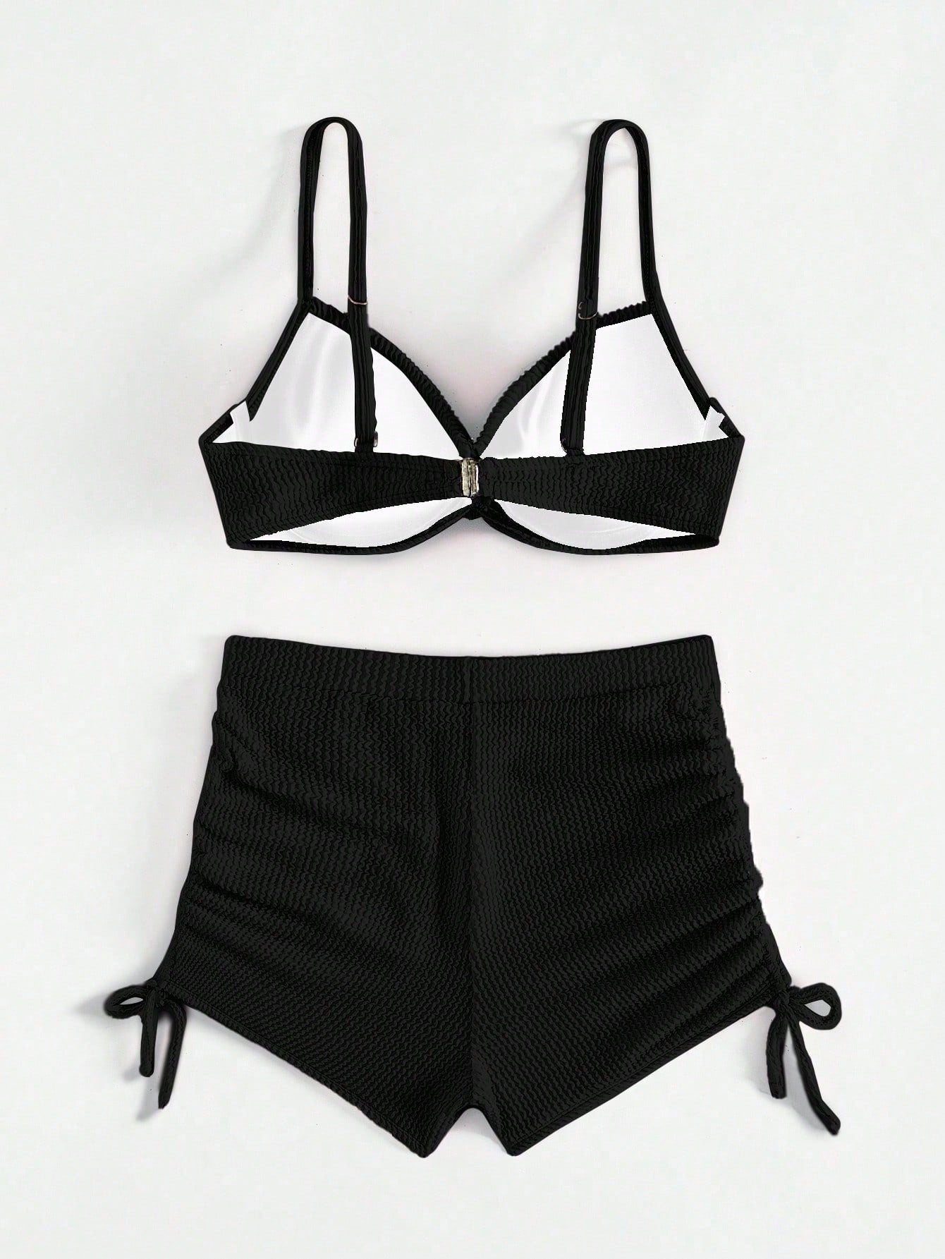 Swim SXY Summer Beach Women's Solid Color Textured Bikini Set
