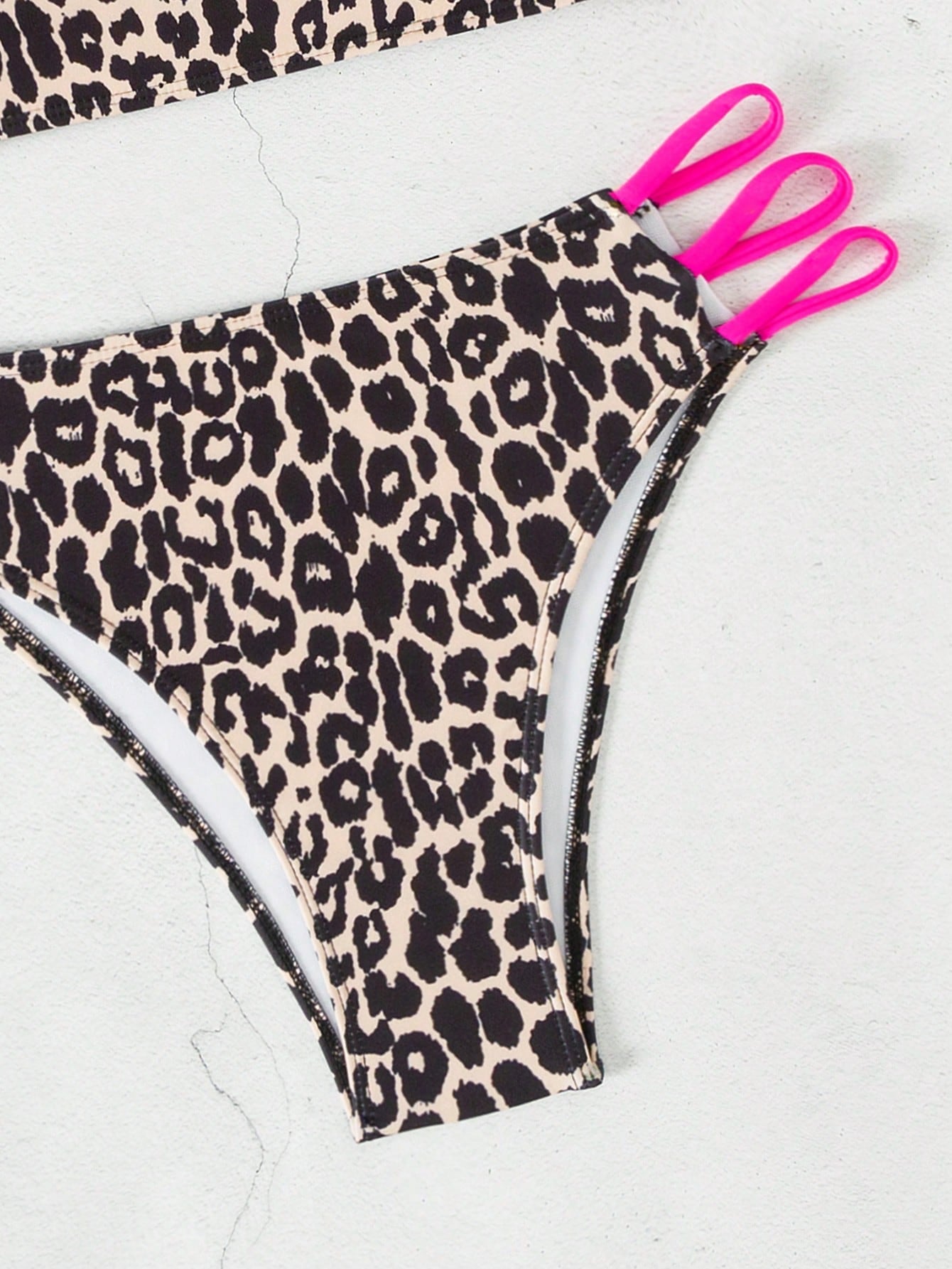 Swim SXY Women's Summer Beach Leopard Print Spaghetti Strap Bikini And Triangle Bottom Two-Piece Swimsuit Set