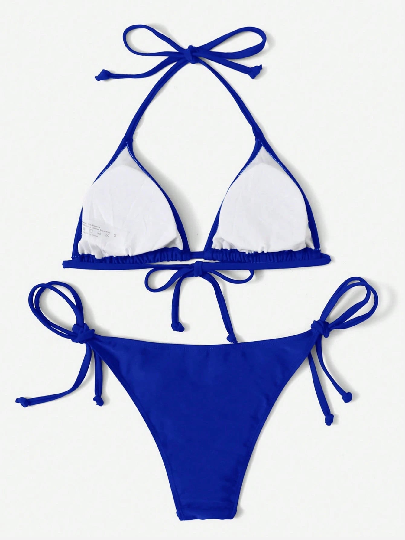 Swim Vcay Solid Color Halter Tie Front Bikini Swimwear, Suitable For Summer Beach