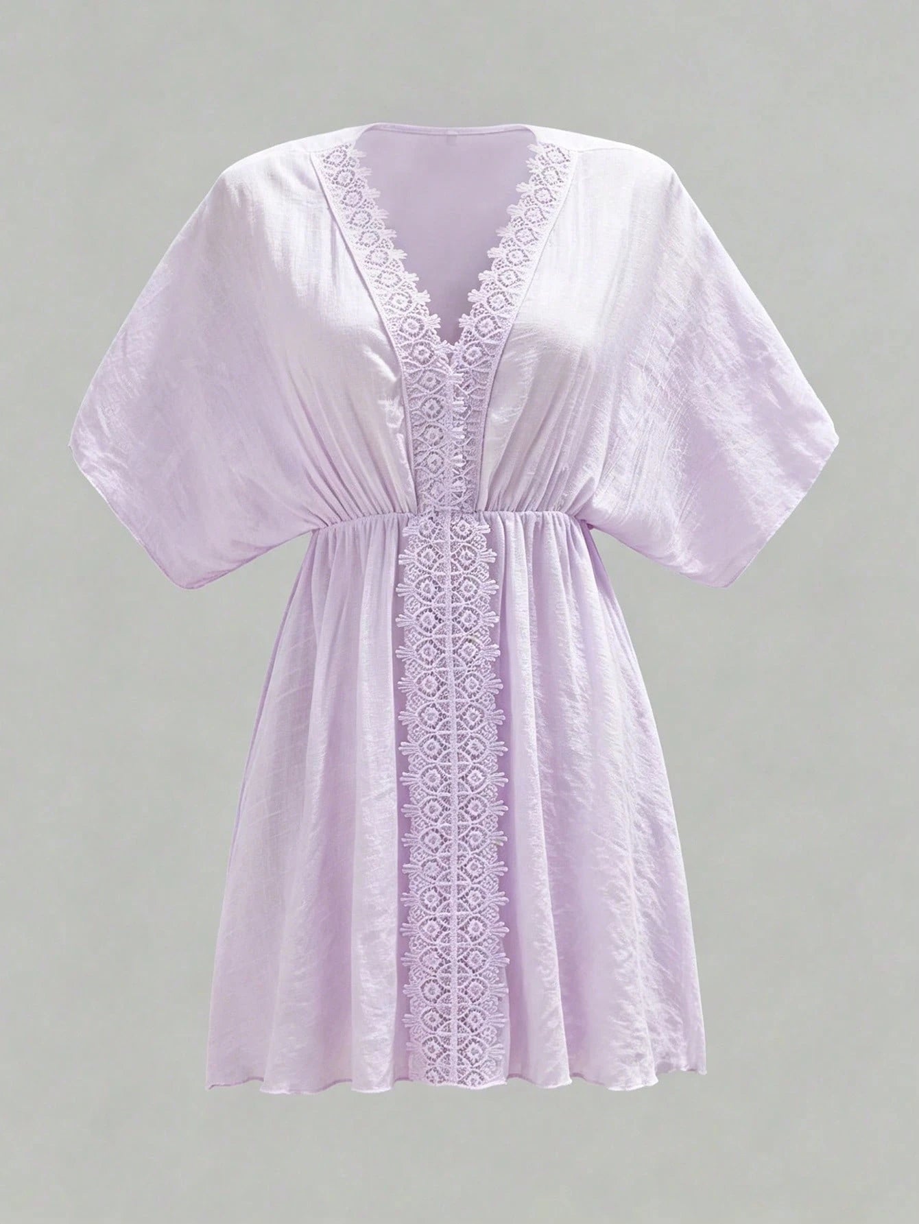 Swim Vcay Summer Outfits For Women Contrast Guipure Lace Cover Up Dress Beach Vacation Lavender Sexy Tropical