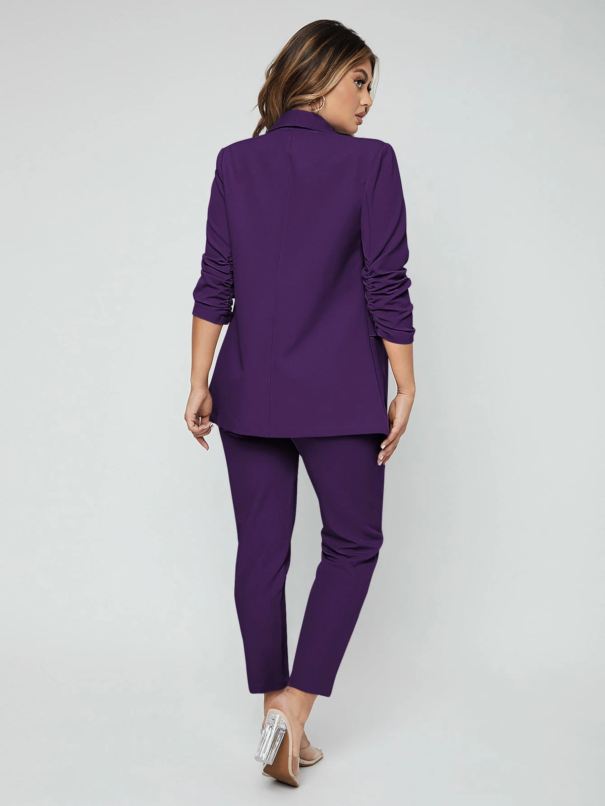 SXY Shawl Neck Open Front Blazer & Pants Suit In Fall/Winter