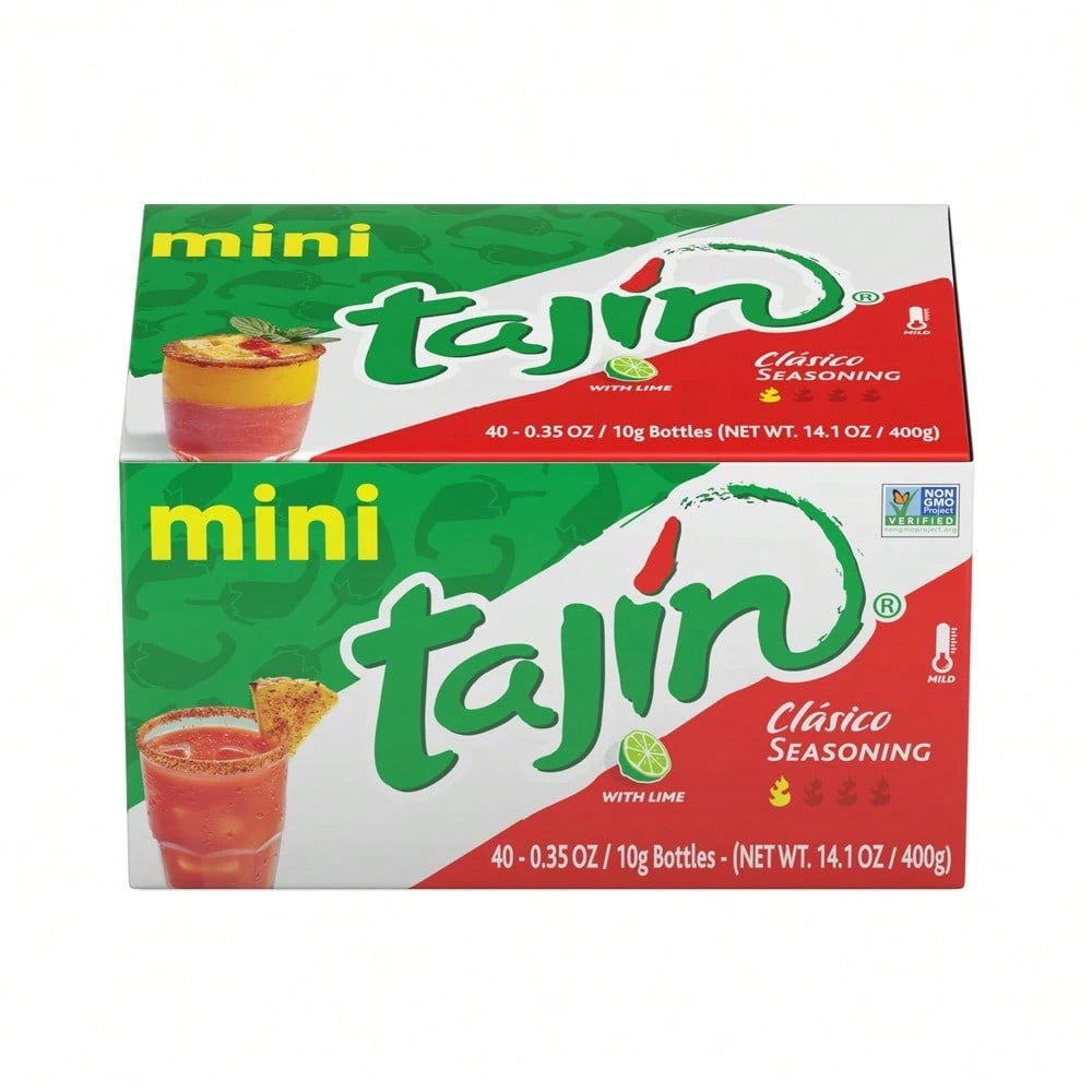 Tajin Clásico Seasoning, Mini Display Pack Of 40 Portable Bottles, Authentic Mexican Chili Lime Spice Blend For Fruit, Snacks, Tacos, And Cocktails, Zesty Flavor Enhancer, 0.35 Oz (Pack Of 1)