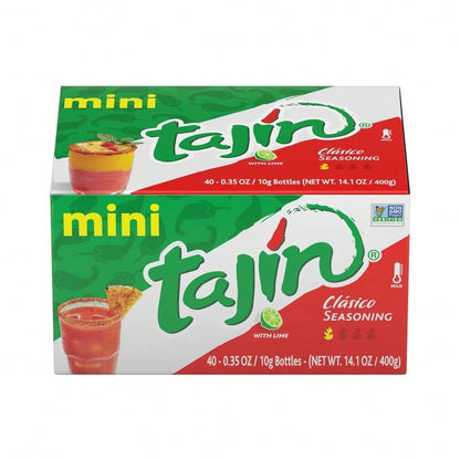 Tajin Clásico Seasoning, Mini Display Pack Of 40 Portable Bottles, Authentic Mexican Chili Lime Spice Blend For Fruit, Snacks, Tacos, And Cocktails, Zesty Flavor Enhancer, 0.35 Oz (Pack Of 1)