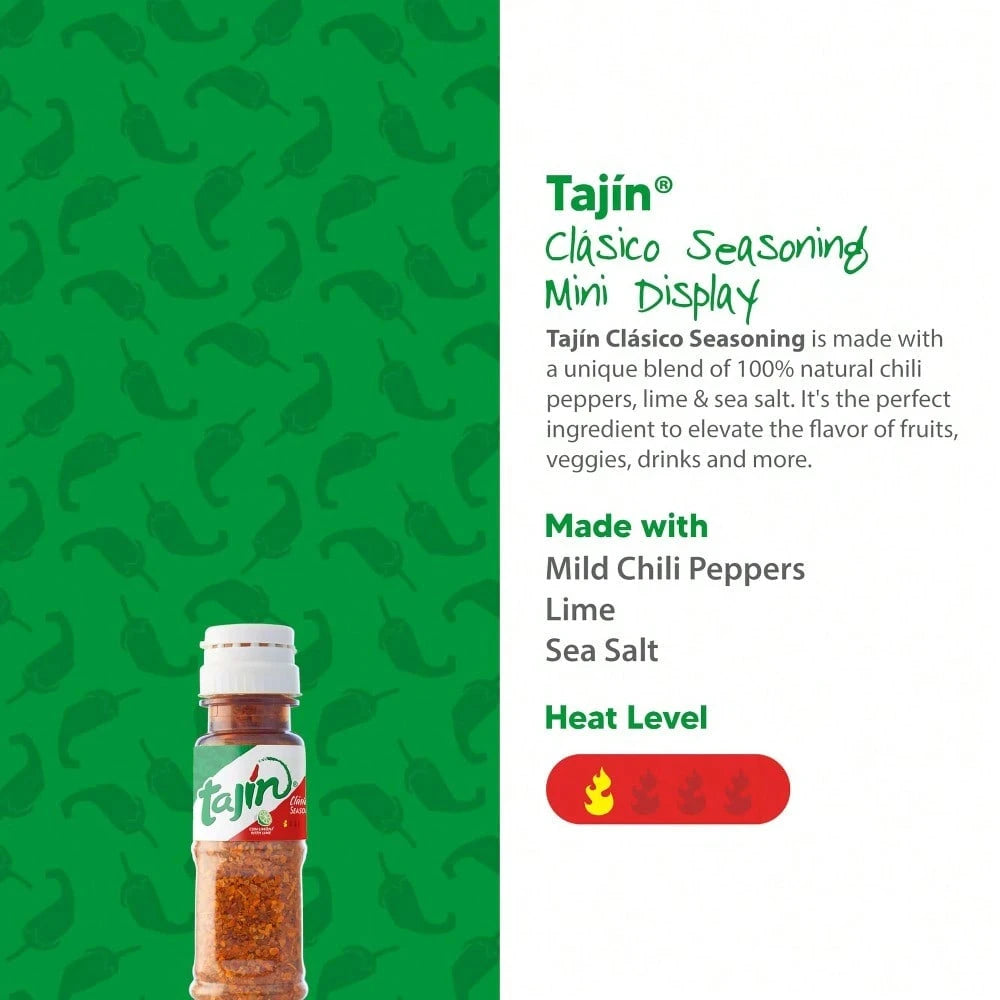 Tajin Clásico Seasoning, Mini Display Pack Of 40 Portable Bottles, Authentic Mexican Chili Lime Spice Blend For Fruit, Snacks, Tacos, And Cocktails, Zesty Flavor Enhancer, 0.35 Oz (Pack Of 1)