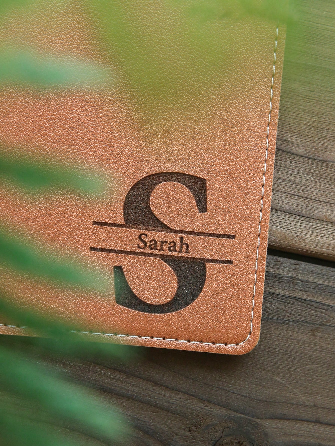 Takeoak Custom Name Initial Letter Passport Holder Laser Carving Leather Passport Cover Travel Wallet Organizer, Travel Document Holder, Blocking