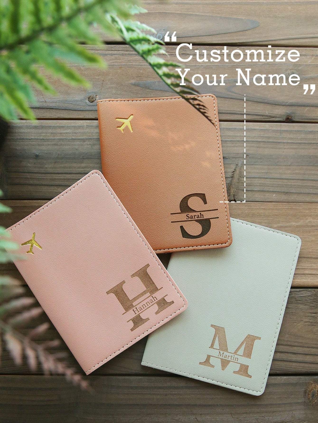Takeoak Custom Name Initial Letter Passport Holder Laser Carving Leather Passport Cover Travel Wallet Organizer, Travel Document Holder, Blocking