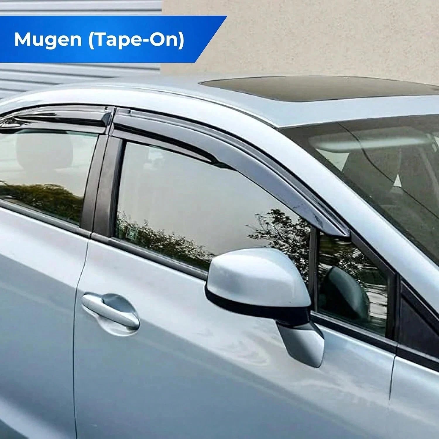 Tape On Window Visor Compatible With 2006-2011 H-Onda Civic Sedan Only, Slim Style Acrylic Smoke Tinted Sun Rain Wind Guards Shield Vent Wind Deflector