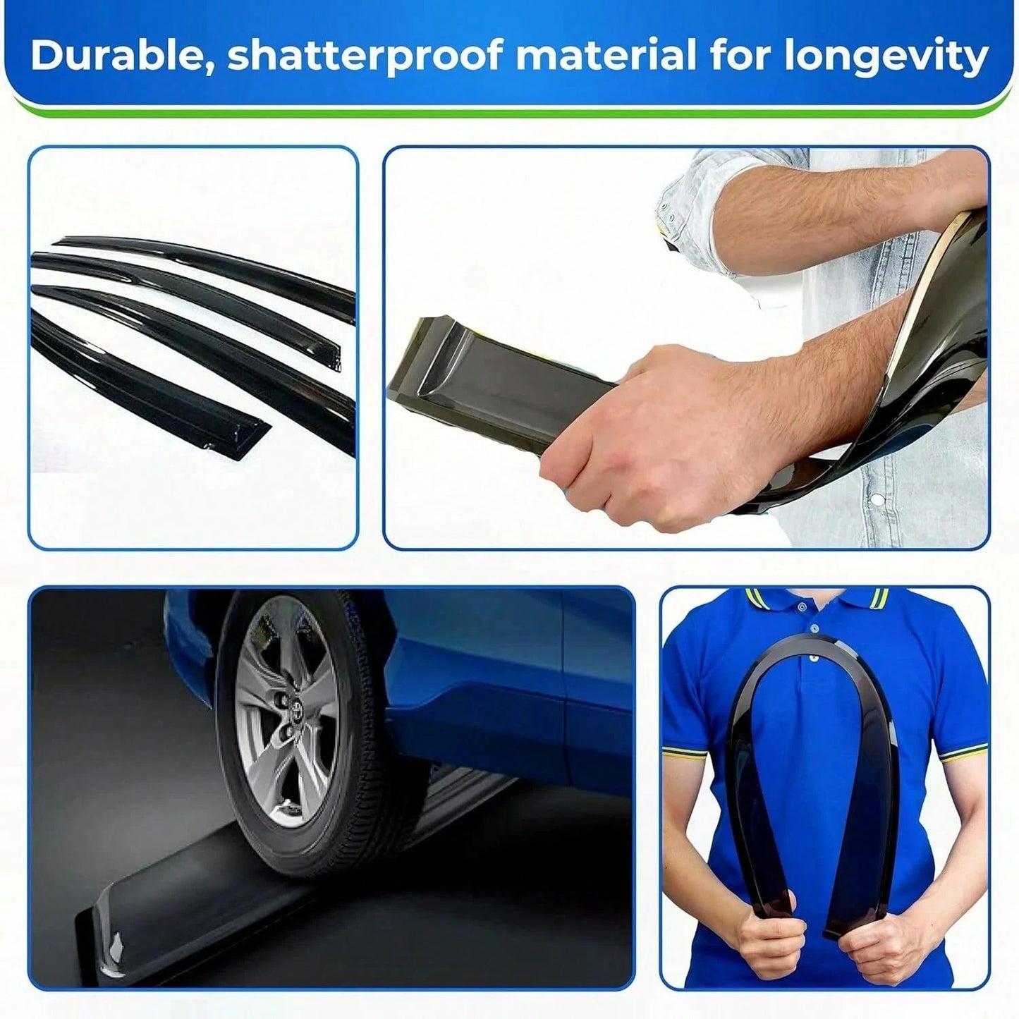 Tape On Window Visor Compatible With 2006-2011 H-Onda Civic Sedan Only, Slim Style Acrylic Smoke Tinted Sun Rain Wind Guards Shield Vent Wind Deflector