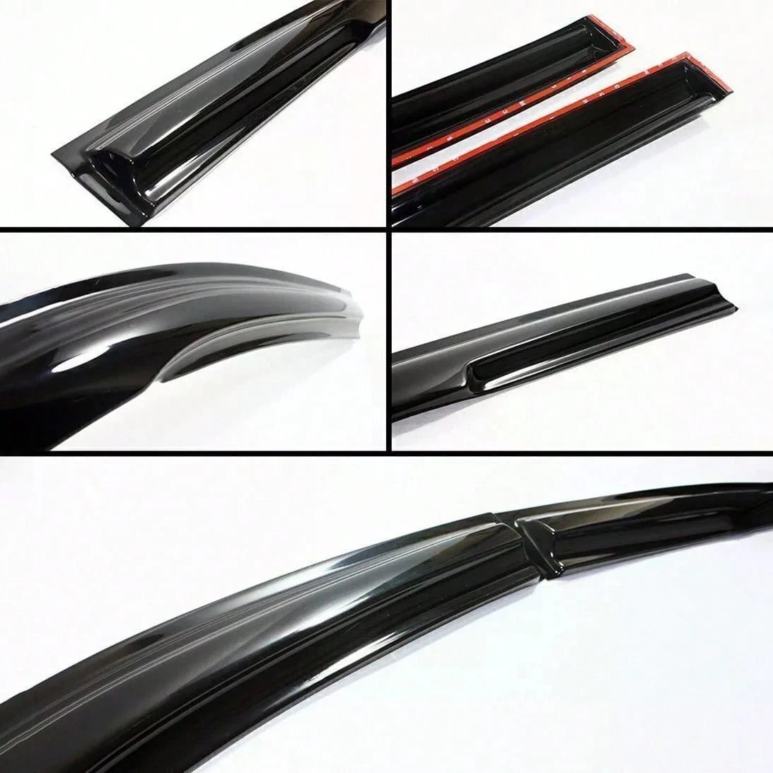 Tape On Window Visor Compatible With 2006-2011 H-Onda Civic Sedan Only, Slim Style Acrylic Smoke Tinted Sun Rain Wind Guards Shield Vent Wind Deflector