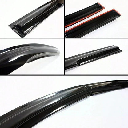 Tape On Window Visor Compatible With 2006-2011 H-Onda Civic Sedan Only, Slim Style Acrylic Smoke Tinted Sun Rain Wind Guards Shield Vent Wind Deflector