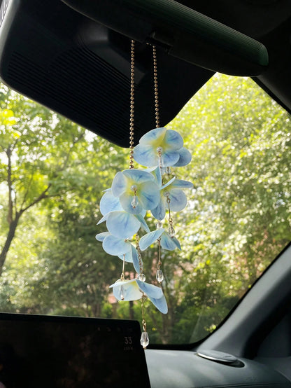 Tassel Flower Car Hanging Ornament Creative Petal Water Drop Pendant Car Interior Decoration, Car Rearview Mirror Hanging Decor, Car Interior Accessories, Women's Car Decoration, Perfect Gift For Wome