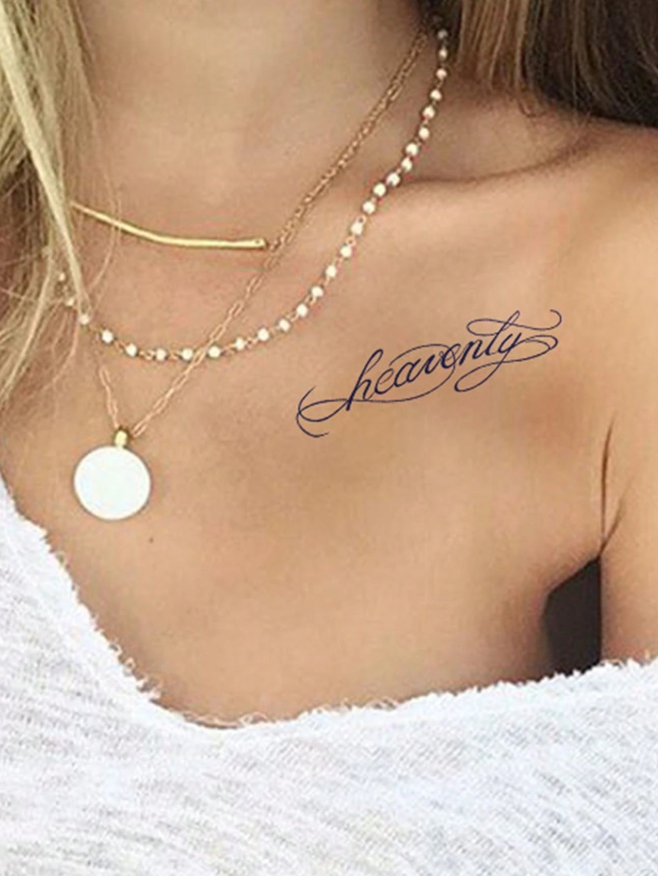 Tattoo Stickers, 2 Sheets/Set, Vintage Cursive English "Heavenly" Text Body Art Temporary Tattoo Stickers, Matte Long-Lasting Non-Permanent Stickers, Color Appears After 24 Hours, Lasts 7-14 Days, Per