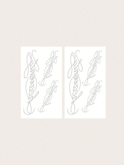 Tattoo Stickers, 2 Sheets/Set, Vintage Cursive English "Heavenly" Text Body Art Temporary Tattoo Stickers, Matte Long-Lasting Non-Permanent Stickers, Color Appears After 24 Hours, Lasts 7-14 Days, Per