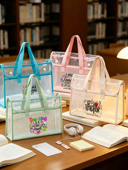 Teacher Appreciation Gift: Dopamine Large Capacity Waterproof Transparent PVC File Bag- Multi-Compartment Design, Teacher's Day Gift, Multi-Functional Storage Bag, Toiletry Bag, Makeup Bag, 7-Slot Co