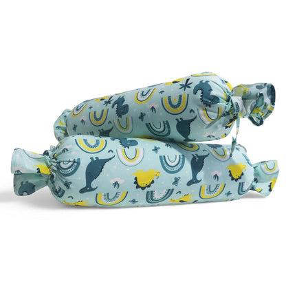 Teal Dinos - Set of 2 Side Pillows for Kids above 12 Years