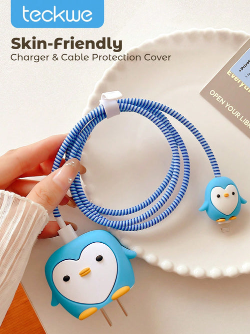 Teckwe 1pc Data Cable Protective Case Cute Charger PVC Protective Sleeve,Cute Fast Charger Protector Fast Charging Set