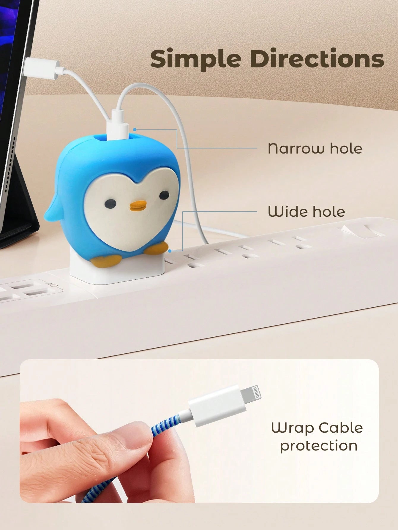 Teckwe 1pc Data Cable Protective Case Cute Charger PVC Protective Sleeve,Cute Fast Charger Protector Fast Charging Set