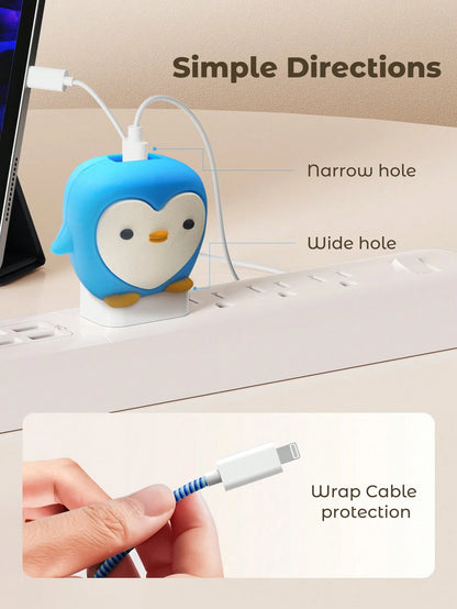 Teckwe 1pc Data Cable Protective Case Cute Charger PVC Protective Sleeve,Cute Fast Charger Protector Fast Charging Set