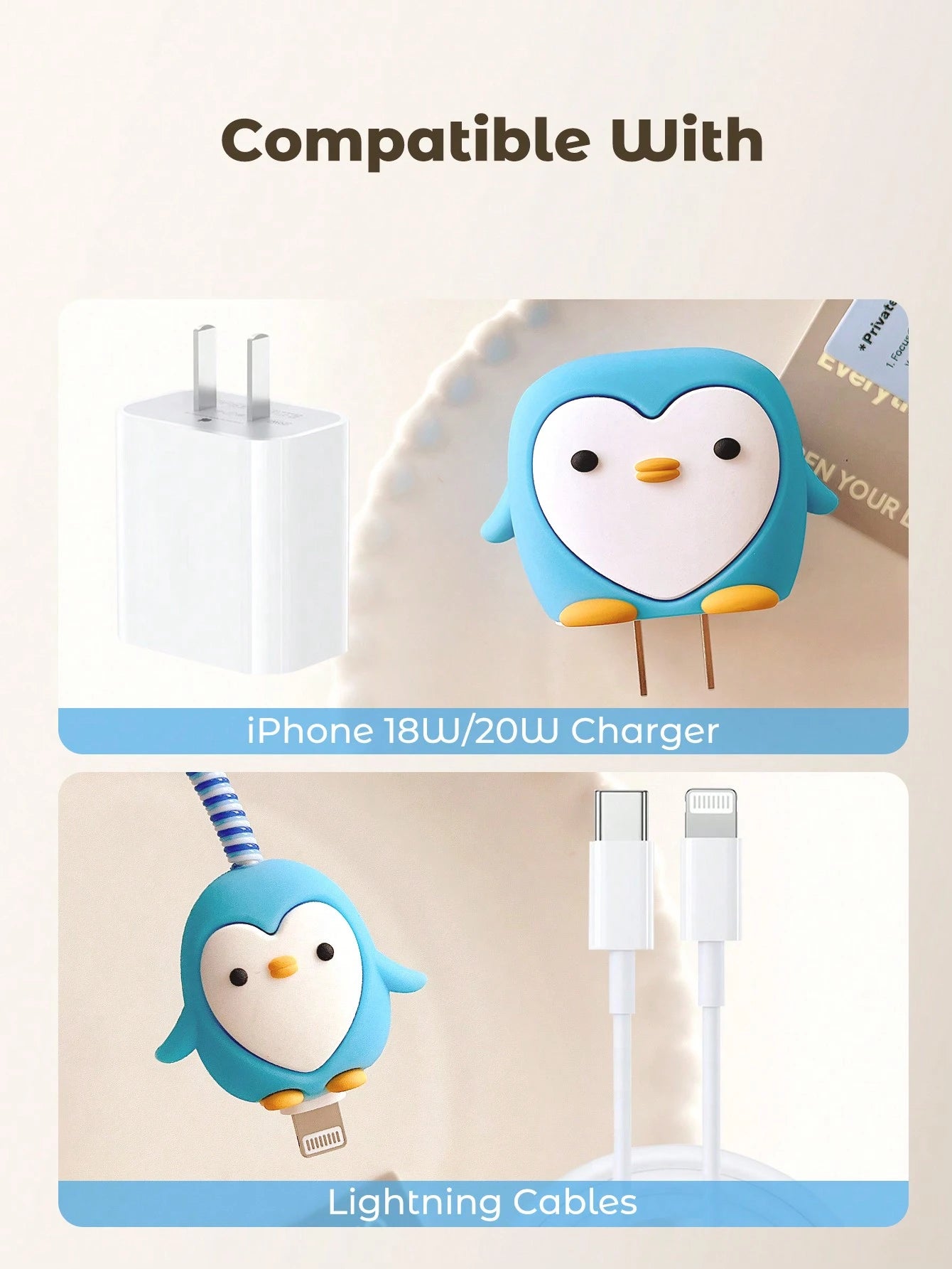 Teckwe 1pc Data Cable Protective Case Cute Charger PVC Protective Sleeve,Cute Fast Charger Protector Fast Charging Set