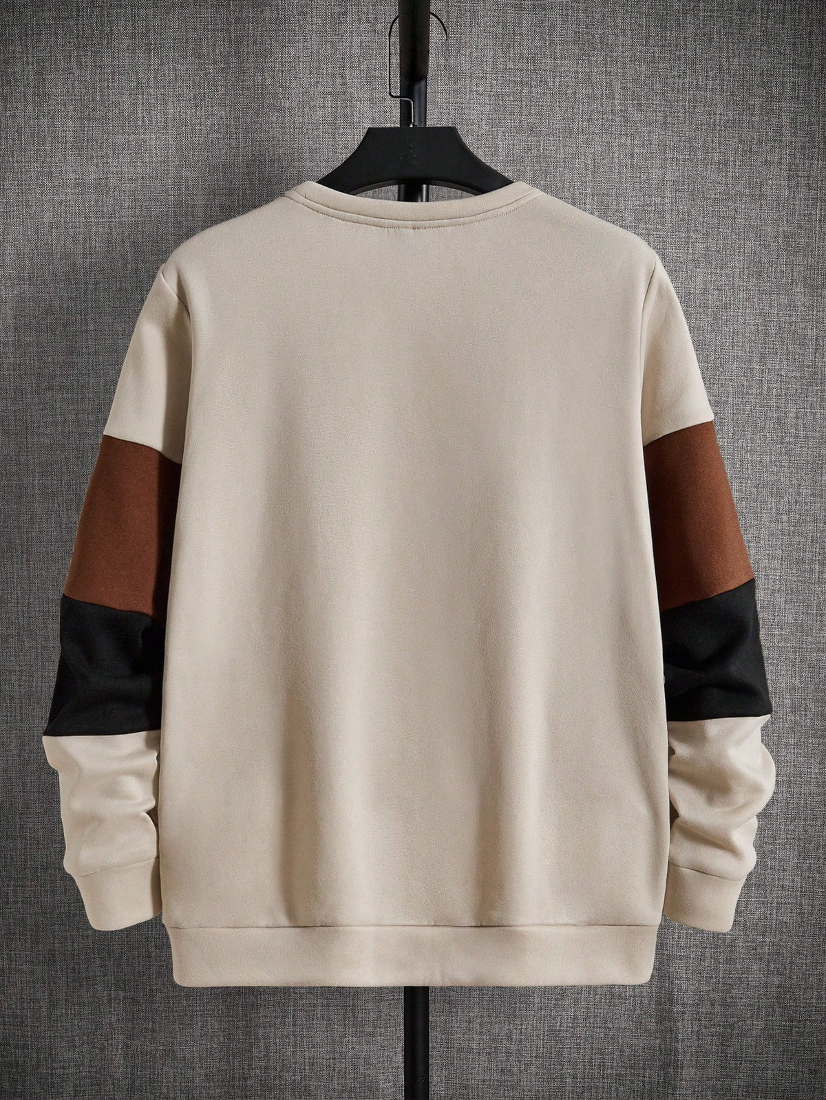Teen Boy Casual Fit Colorblock Long Sleeve Sweatshirt With Patched Sleeves, Suitable For Spring, Summer, Autumn, Winter, Home, College