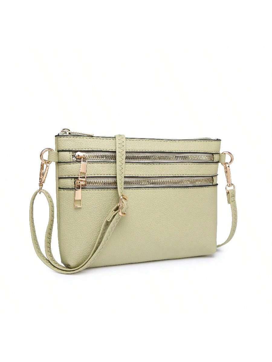 Tepilte Vegan Multi-Zip Pocket Crossbody Bag Strap, Lightweight Travel Bag, Daily Mobile Wallet Messenger Bag, Stylish Shoulder Bag