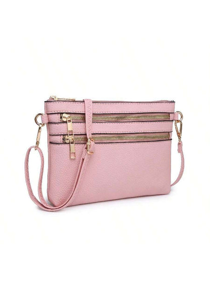 Tepilte Vegan Multi-Zip Pocket Crossbody Bag Strap, Lightweight Travel Bag, Daily Mobile Wallet Messenger Bag, Stylish Shoulder Bag