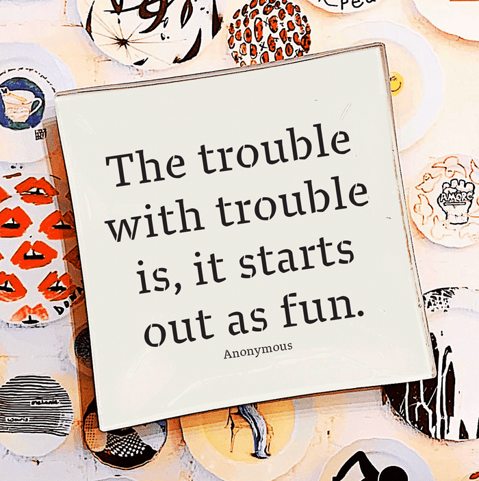 The Trouble With Trouble Decoupage Glass Tray - Ben's Garden
