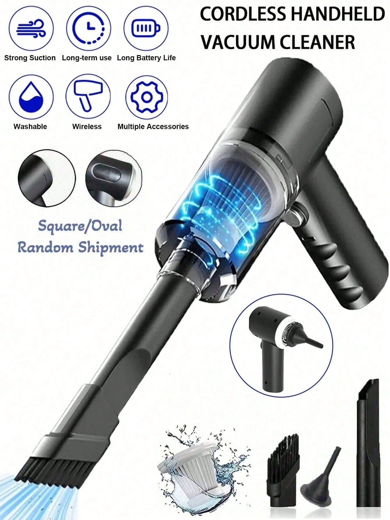 This Compact And Portable Vacuum Cleaner Features Powerful Suction, A Built-In 1800mAh Type-C Rechargeable Battery, Low-Noise Air Purification Function, And Comes With Multiple Nozzle Attachments, Mak