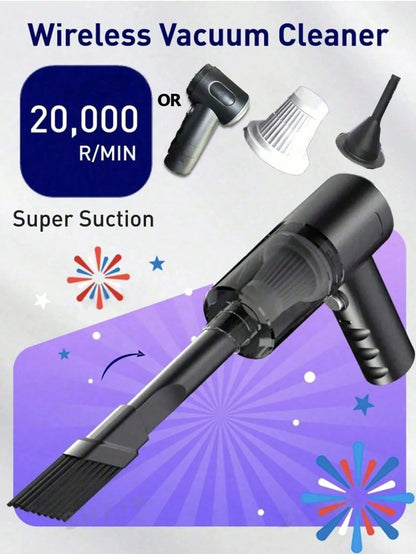 This Compact And Portable Vacuum Cleaner Features Powerful Suction, A Built-In 1800mAh Type-C Rechargeable Battery, Low-Noise Air Purification Function, And Comes With Multiple Nozzle Attachments, Mak