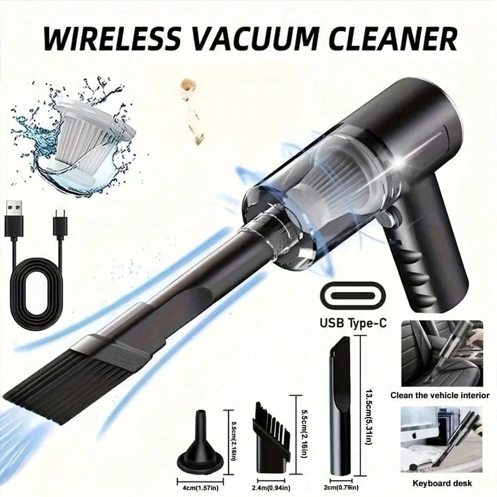 This Compact And Portable Vacuum Cleaner Features Powerful Suction, A Built-In 1800mAh Type-C Rechargeable Battery, Low-Noise Air Purification Function, And Comes With Multiple Nozzle Attachments, Mak