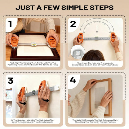 This Lazy Person's Picture Hanging Tool Kit Comes With A Level And 15 Nails, Allowing For Precise Positioning Without Measurement. Easily Create Art Walls, Picture Frames, Mirrors, And Wall Hangings.