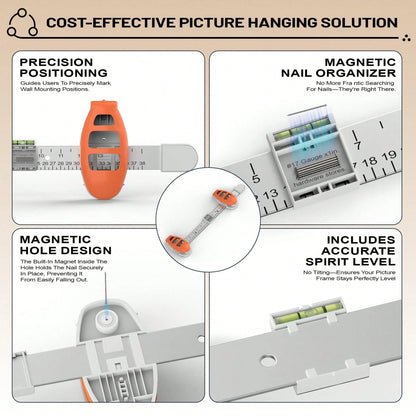 This Lazy Person's Picture Hanging Tool Kit Comes With A Level And 15 Nails, Allowing For Precise Positioning Without Measurement. Easily Create Art Walls, Picture Frames, Mirrors, And Wall Hangings.