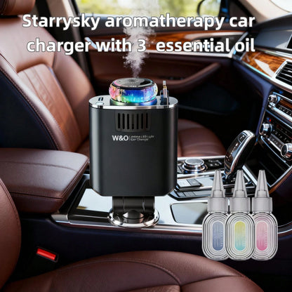 Three-In-One Multifunctional Car Charger- Perfume Machine, Purple Starry Sky Ceiling Light, Dual 80cm/32inch Retractable Cable, Durable, Air Freshener Car Perfume Auto Fragrance- Great Atmosphere