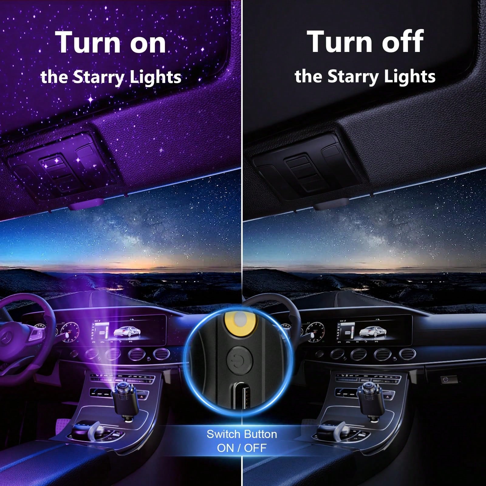 Three-In-One Multifunctional Car Charger- Perfume Machine, Purple Starry Sky Ceiling Light, Dual 80cm/32inch Retractable Cable, Durable, Air Freshener Car Perfume Auto Fragrance- Great Atmosphere