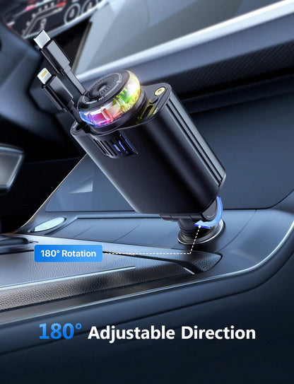 Three-In-One Multifunctional Car Charger- Perfume Machine, Purple Starry Sky Ceiling Light, Dual 80cm/32inch Retractable Cable, Durable, Air Freshener Car Perfume Auto Fragrance- Great Atmosphere