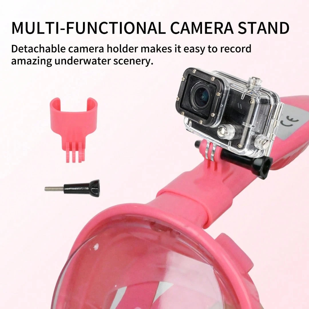 THREE SNOWMEN New Pink 180° Panoramic Kids' Diving Mask- Anti-Fog & Leak-Proof- The Ultimate Snorkeling Gear For Ages 3–14- Outdoor Diving Set, Back To School