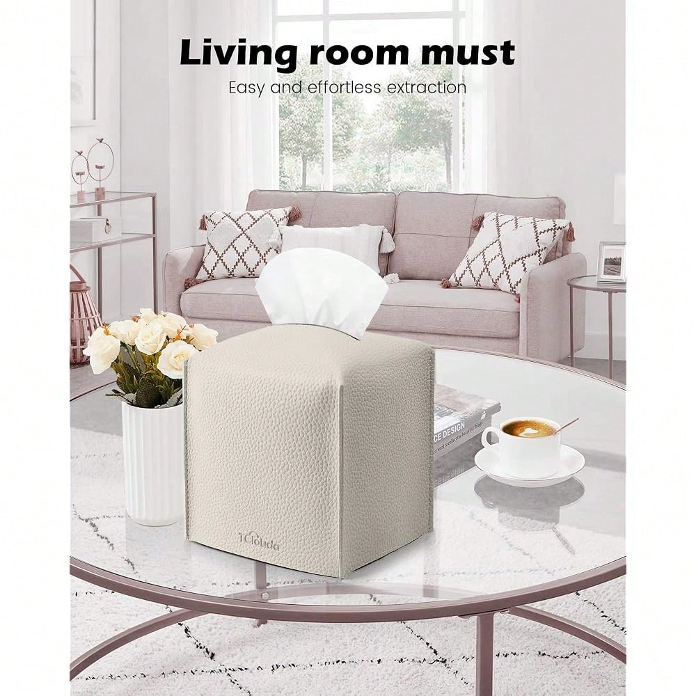 Tissue Box Cover For PU Leather, Modern Simple Solid Color Holder Square Tissue Bag, Ideal For Bathrooms,Office,Car,Outdoor Tent,Dining