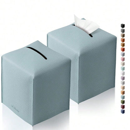 Tissue Box Cover For PU Leather, Modern Simple Solid Color Holder Square Tissue Bag, Ideal For Bathrooms,Office,Car,Outdoor Tent,Dining