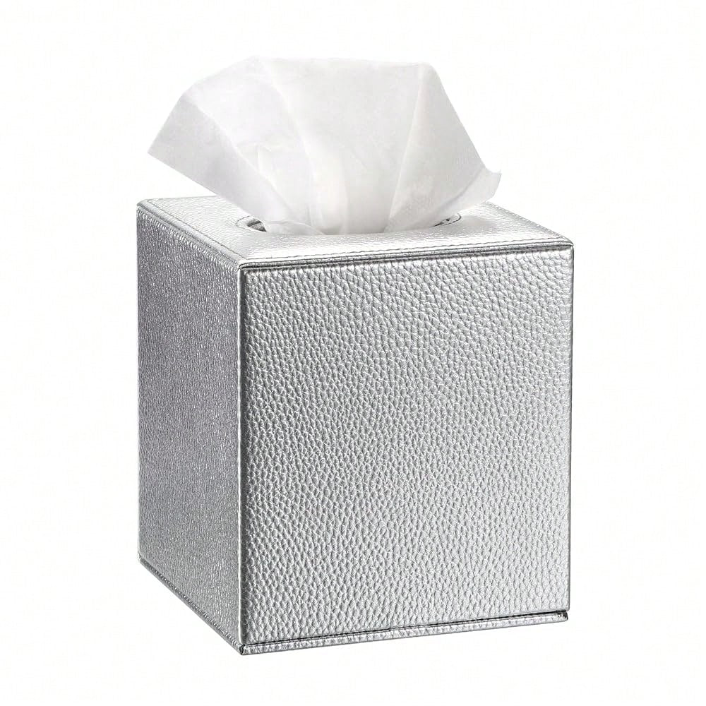 Tissue Box Cover Square Tissue Box Stylish PU Tissue Box Holder With Magnetic Bottom, Leather Cube Tissue Cover For Living Room Bathroo