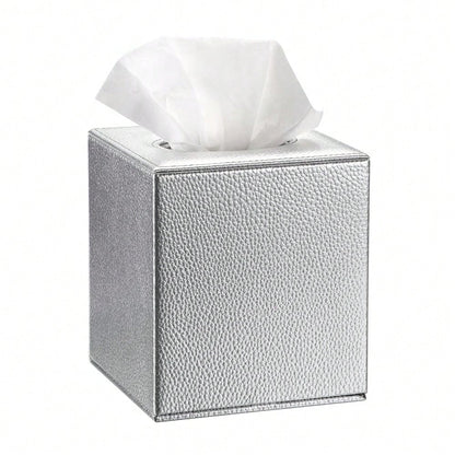 Tissue Box Cover Square Tissue Box Stylish PU Tissue Box Holder With Magnetic Bottom, Leather Cube Tissue Cover For Living Room Bathroo