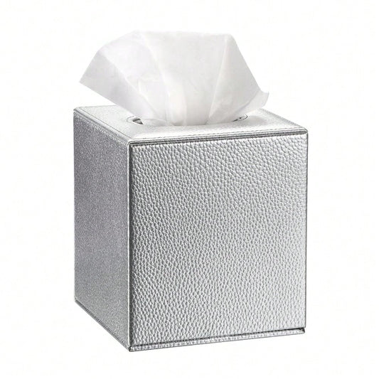 Tissue Box Cover Square Tissue Box Stylish PU Tissue Box Holder With Magnetic Bottom, Leather Cube Tissue Cover For Living Room Bathroo