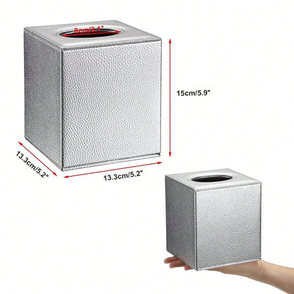 Tissue Box Cover Square Tissue Box Stylish PU Tissue Box Holder With Magnetic Bottom, Leather Cube Tissue Cover For Living Room Bathroo