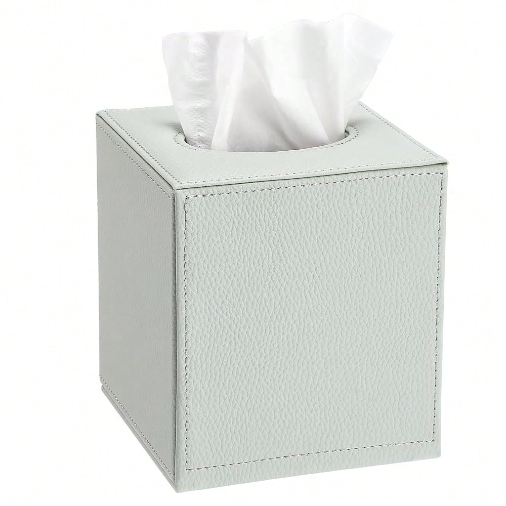 Tissue Box Cover Square Tissue Box Stylish PU Tissue Box Holder With Magnetic Bottom, Leather Cube Tissue Cover For Living Room Bathroo
