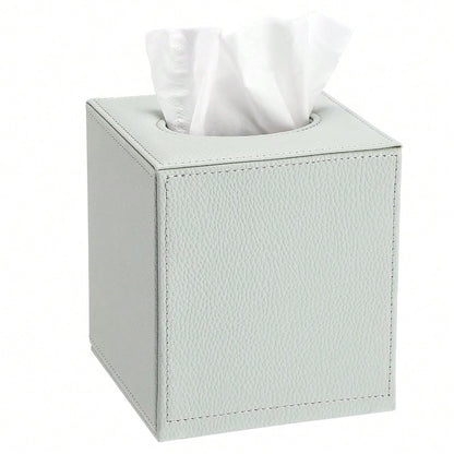 Tissue Box Cover Square Tissue Box Stylish PU Tissue Box Holder With Magnetic Bottom, Leather Cube Tissue Cover For Living Room Bathroo