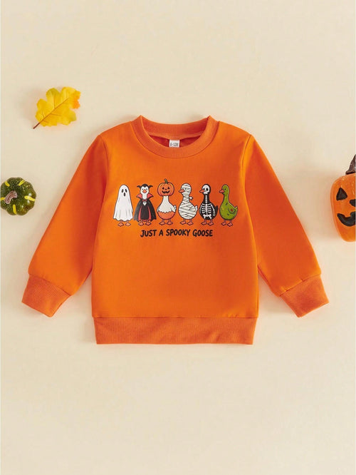 Toddler Baby Boy Halloween Sweatshirts Long Sleeve Goose Print Fall Tops