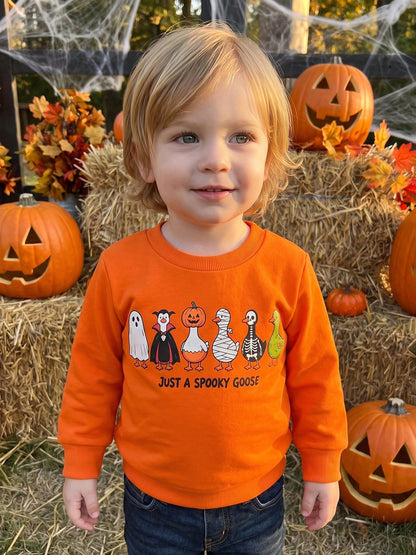 Toddler Baby Boy Halloween Sweatshirts Long Sleeve Goose Print Fall Tops